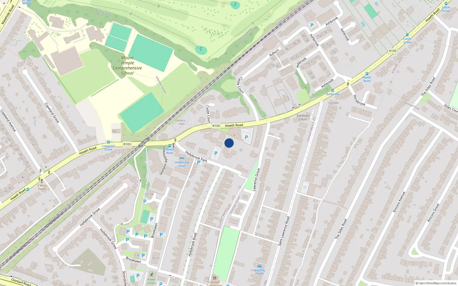 Overhead map showing the location of Apt 20, St Jamess, Hollybrook Park Dublin 3