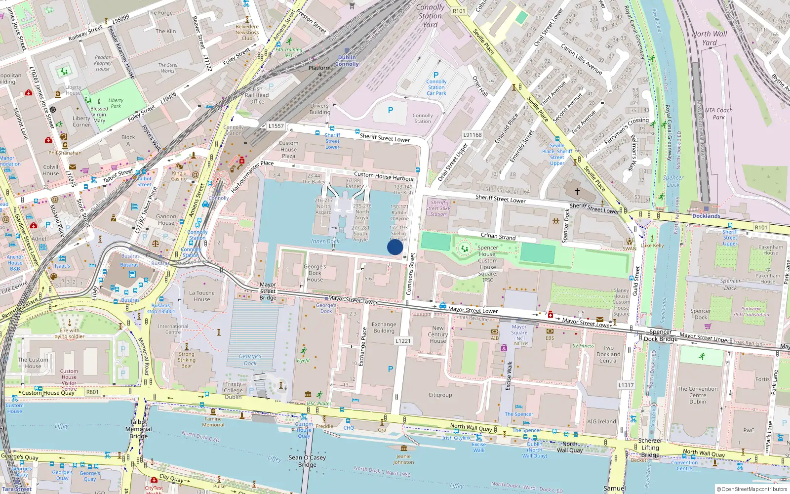 Overhead map showing the location of Apt 205, Tuskar Rock, Custom House Harbour Dublin 1
