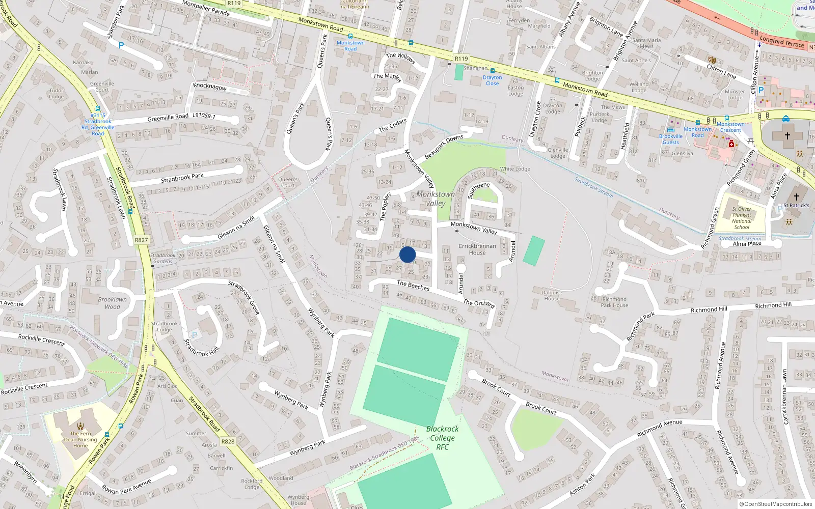 Overhead map showing the location of Apt 207 the Beeches, Grange Hall, 207 The Beeches, Ballinteer