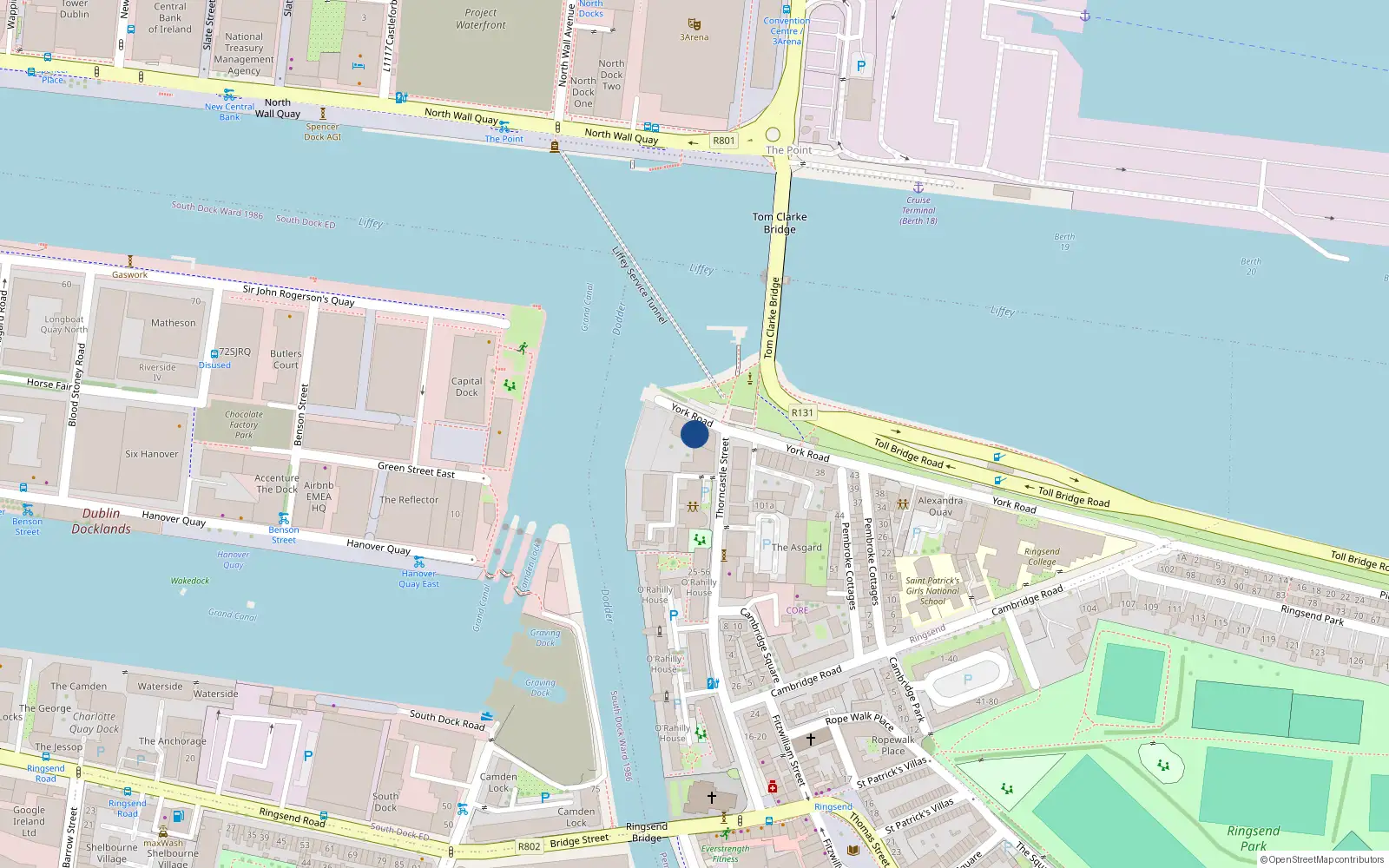 Overhead map showing the location of Apt 22, Portview House, Thorncastle St Dublin 4