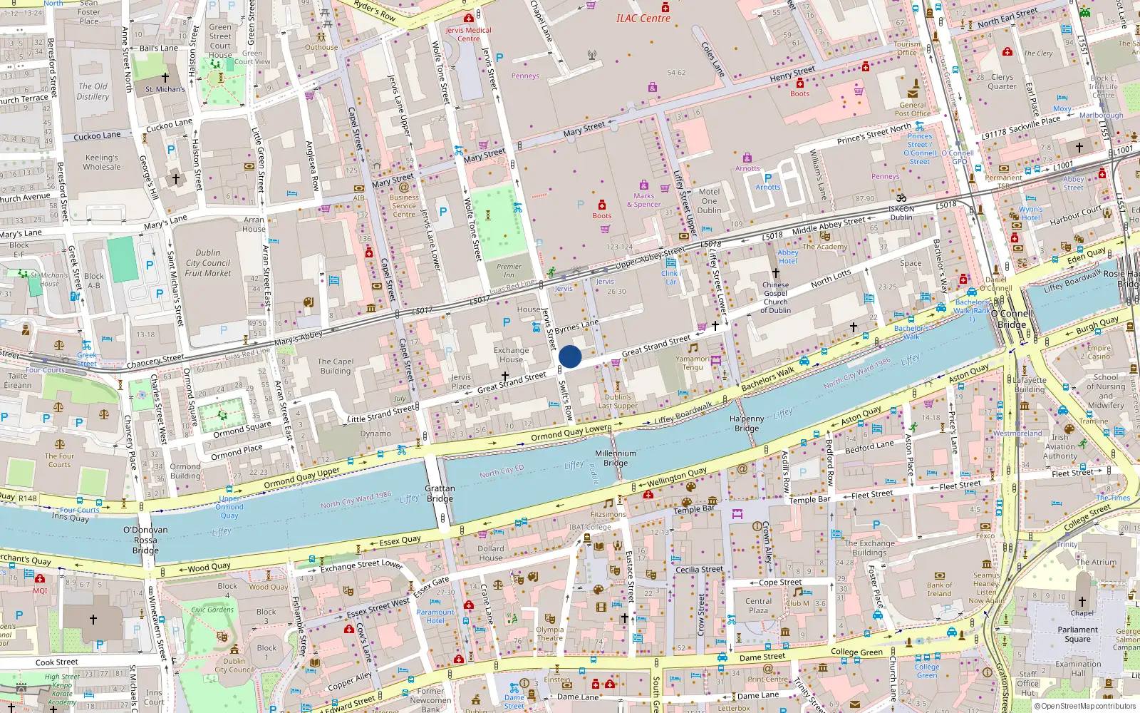 Overhead map showing the location of Apt 24, 1 Jervis Street, Dublin 1