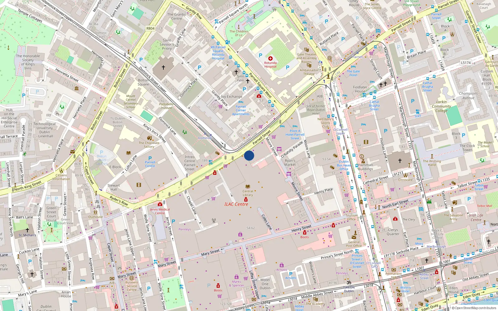 Overhead map showing the location of Apt 24, Greeg Court, Parnell St Dublin 1