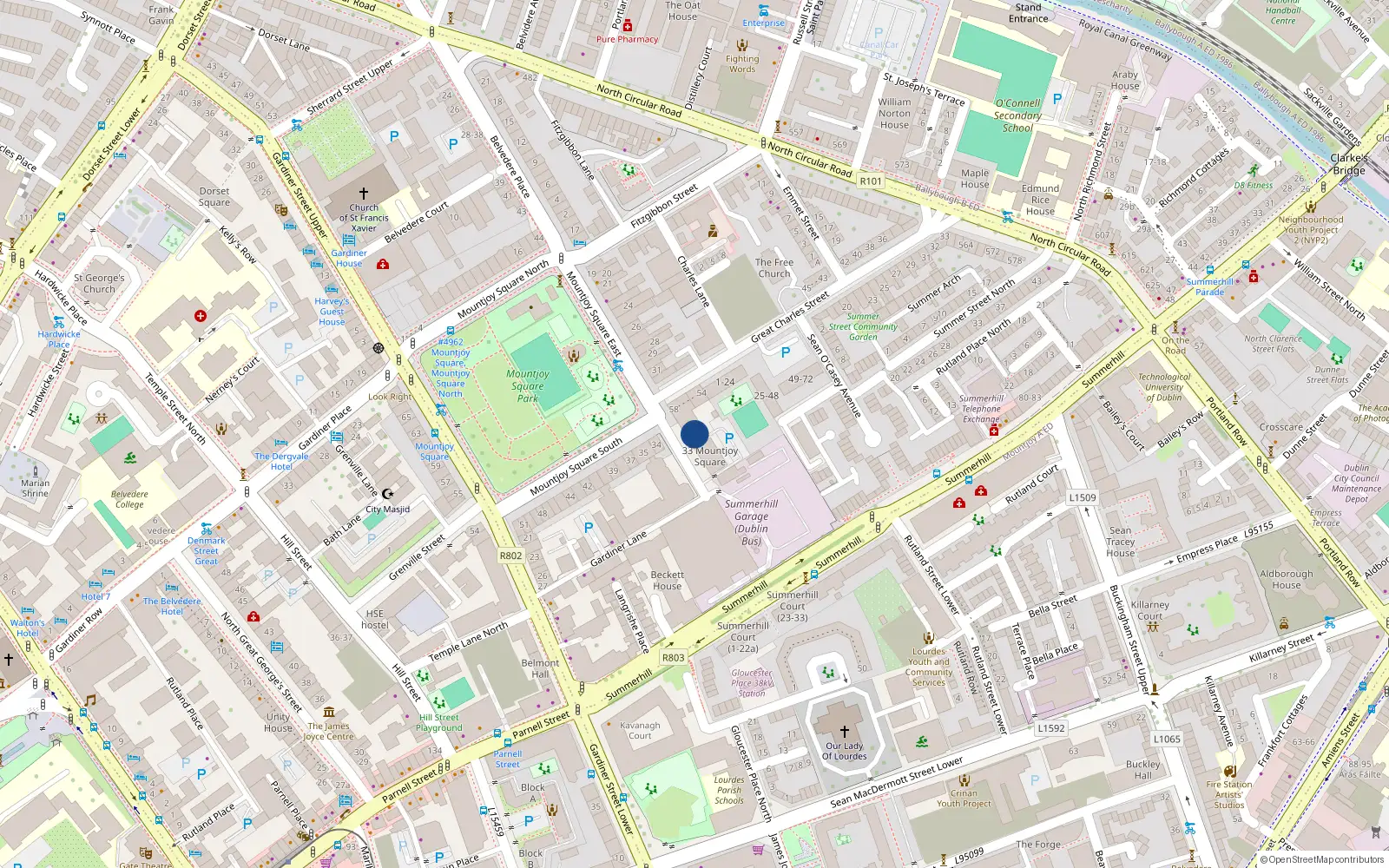 Overhead map showing the location of Apt 25 - Mountjoy Square, 25 Mountjoy Square, Dublin 1