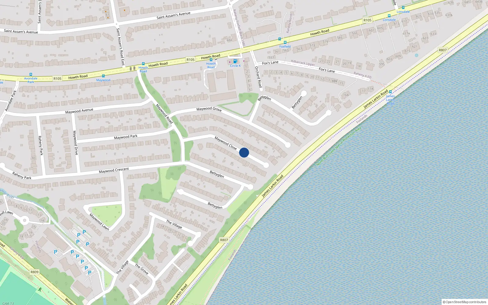 Overhead map showing the location of Apt 25 the Glen Oakwood, Bettyglen, Raheny Dublin 5