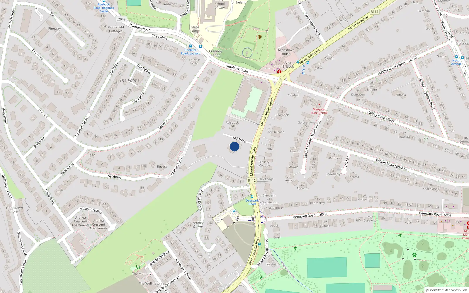 Overhead map showing the location of Apt 26, Roebuck Hill, Mount Anville Road, Roebuck