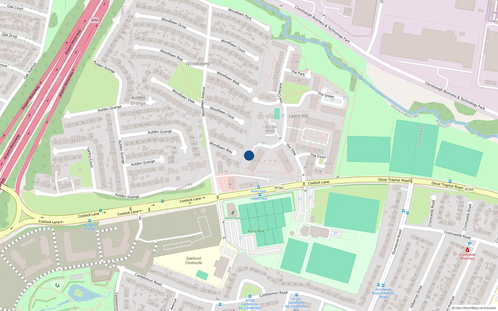 Overhead map showing the location of Apt 26 the View, Larch Hill, 26 The View, Larch Hill
