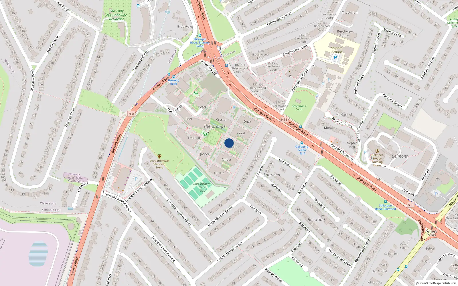 Overhead map showing the location of Apt 27 Abalon Block B, The Grange, Stillorgan