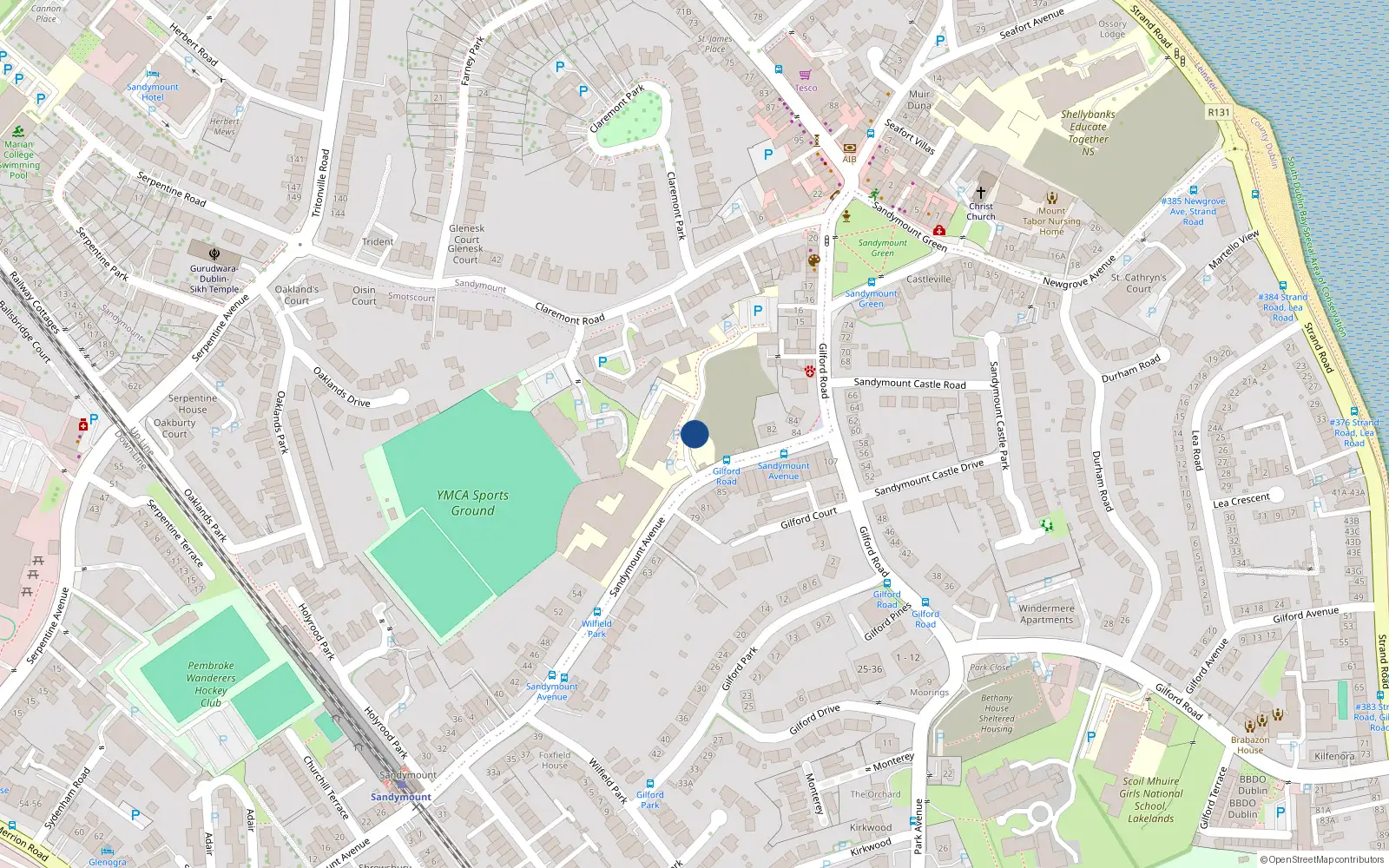 Overhead map showing the location of Apt 27, Pembroke Court, 75 Pembroke Road Dublin 4