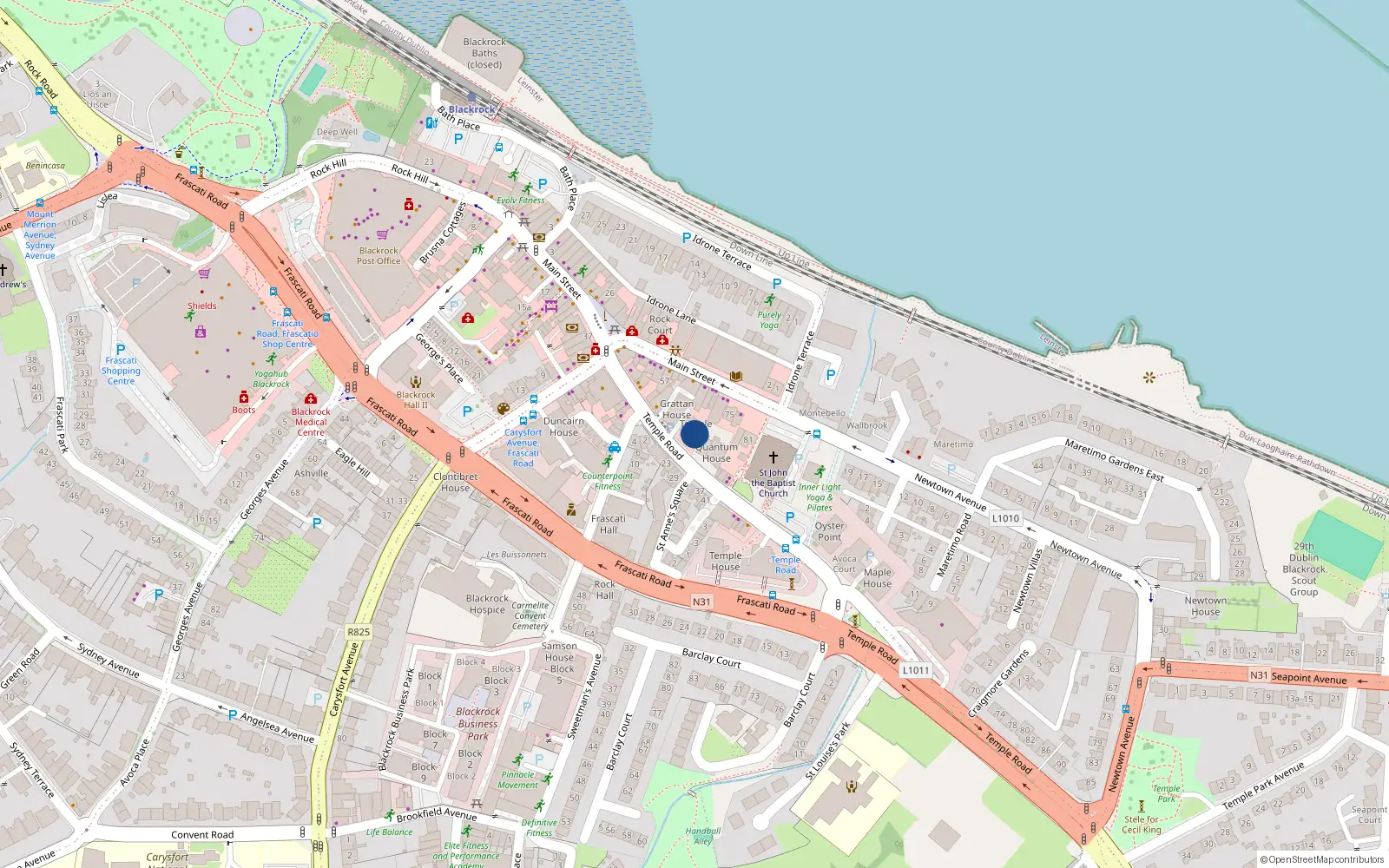 Overhead map showing the location of Apt 27, Temple Road, Parnell St Dublin 1