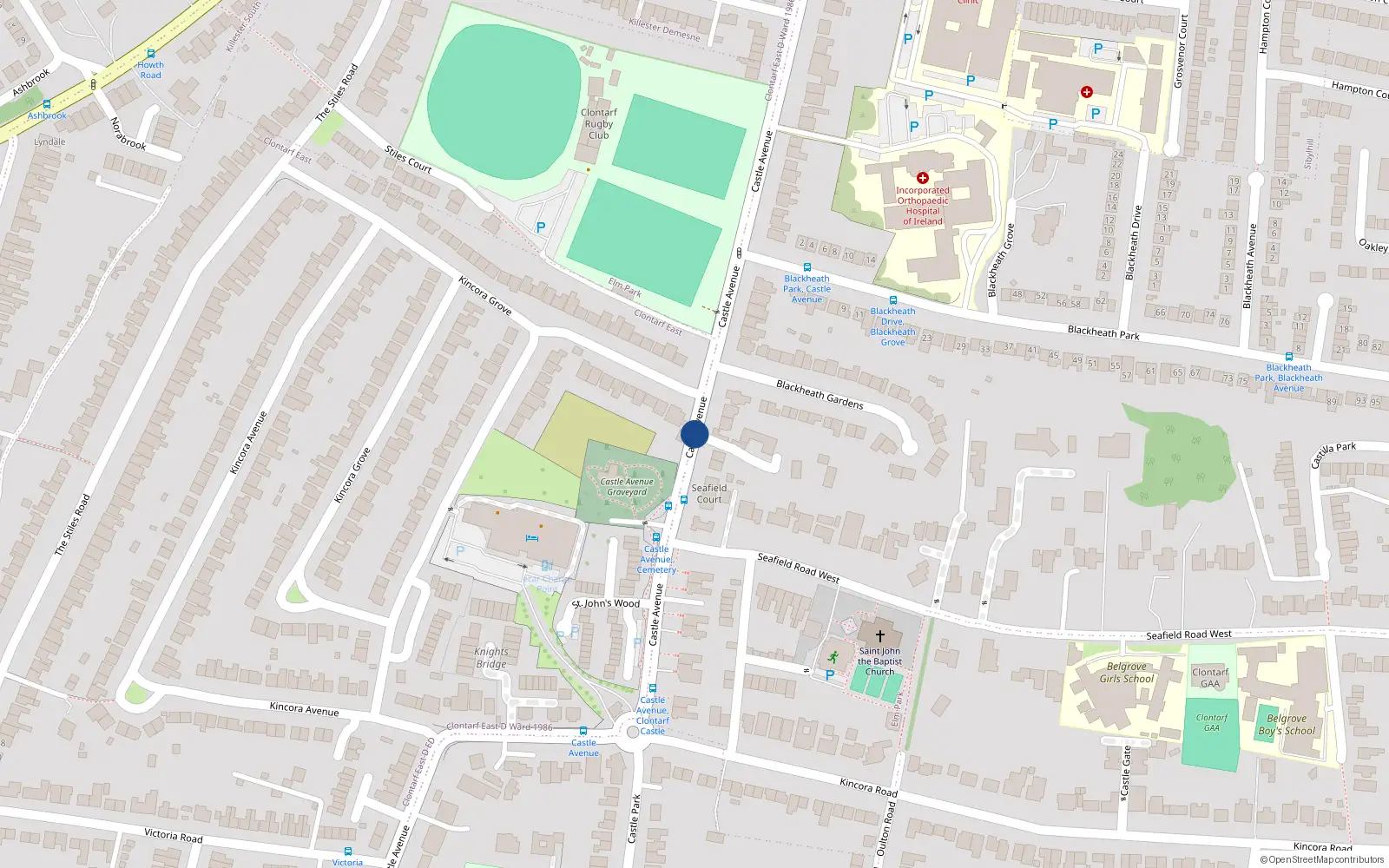 Overhead map showing the location of Apt 27 the Schooner, Castle Avenue, Clontarf