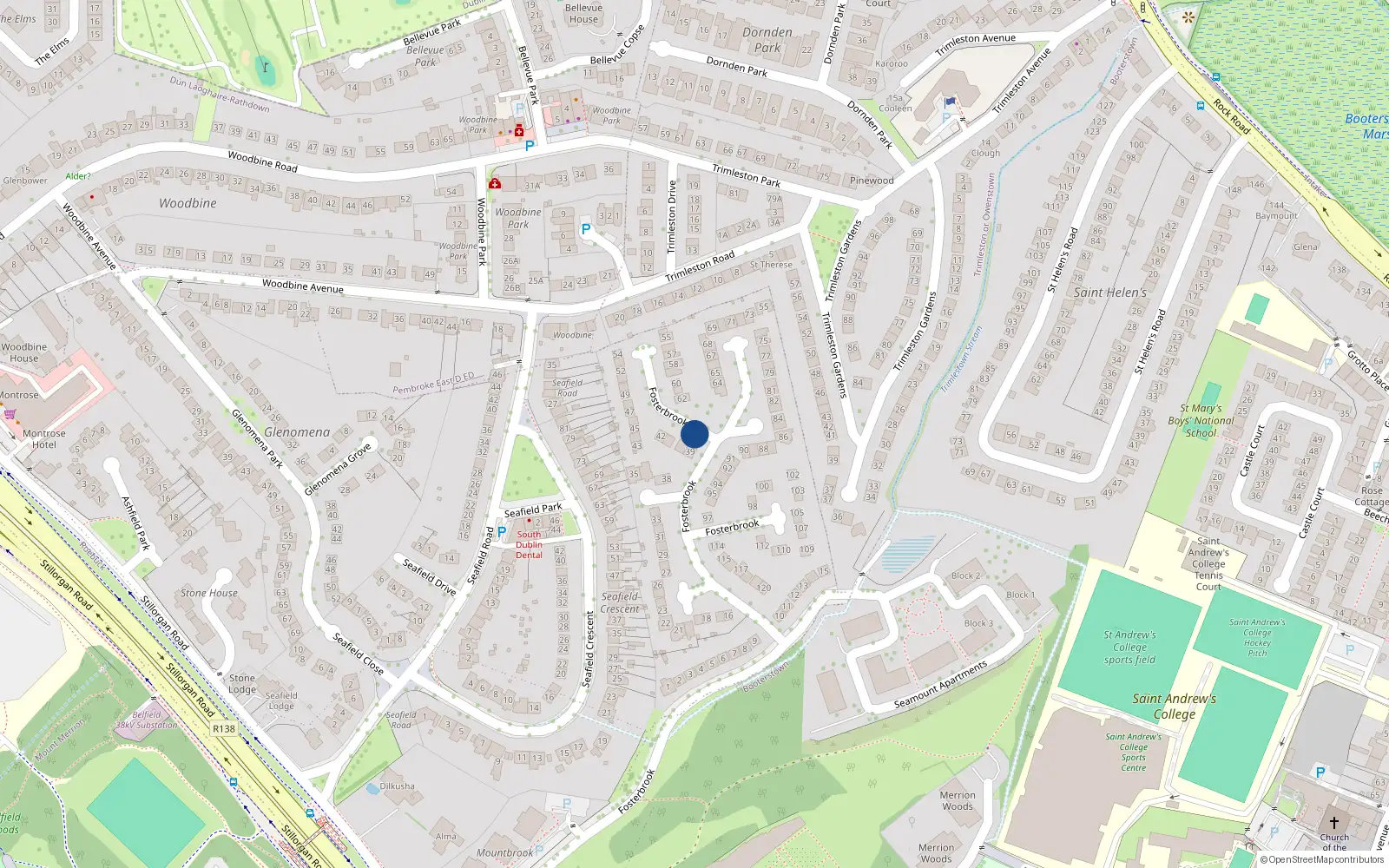 Overhead map showing the location of Apt 270 the Alder, Trimblestown, Goatstown Road