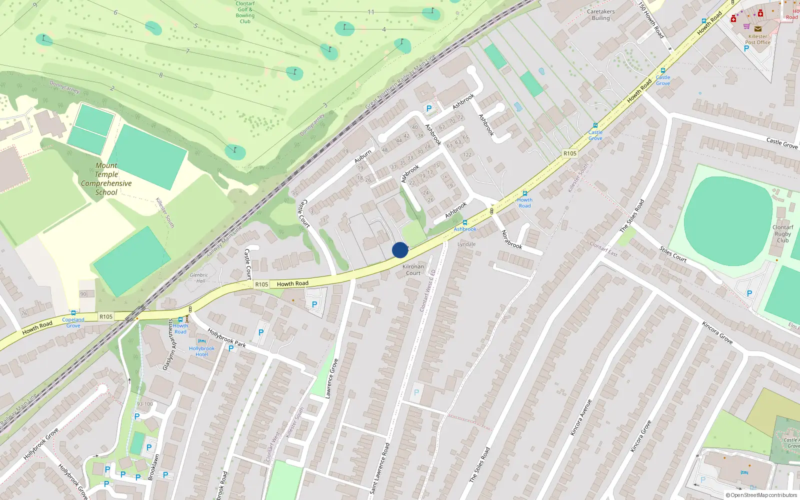 Overhead map showing the location of Apt 28 Auburn, 118 Howth Road, Dublin 3