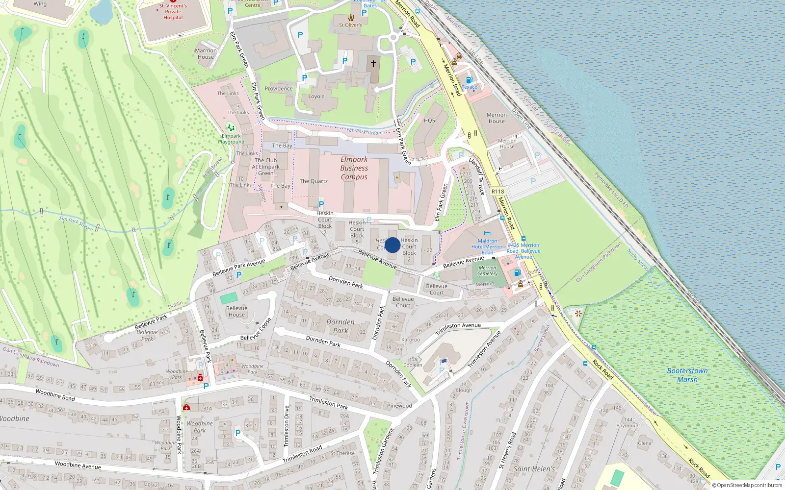 Overhead map showing the location of Apt 28, Block 3, Brooklands Dublin 4
