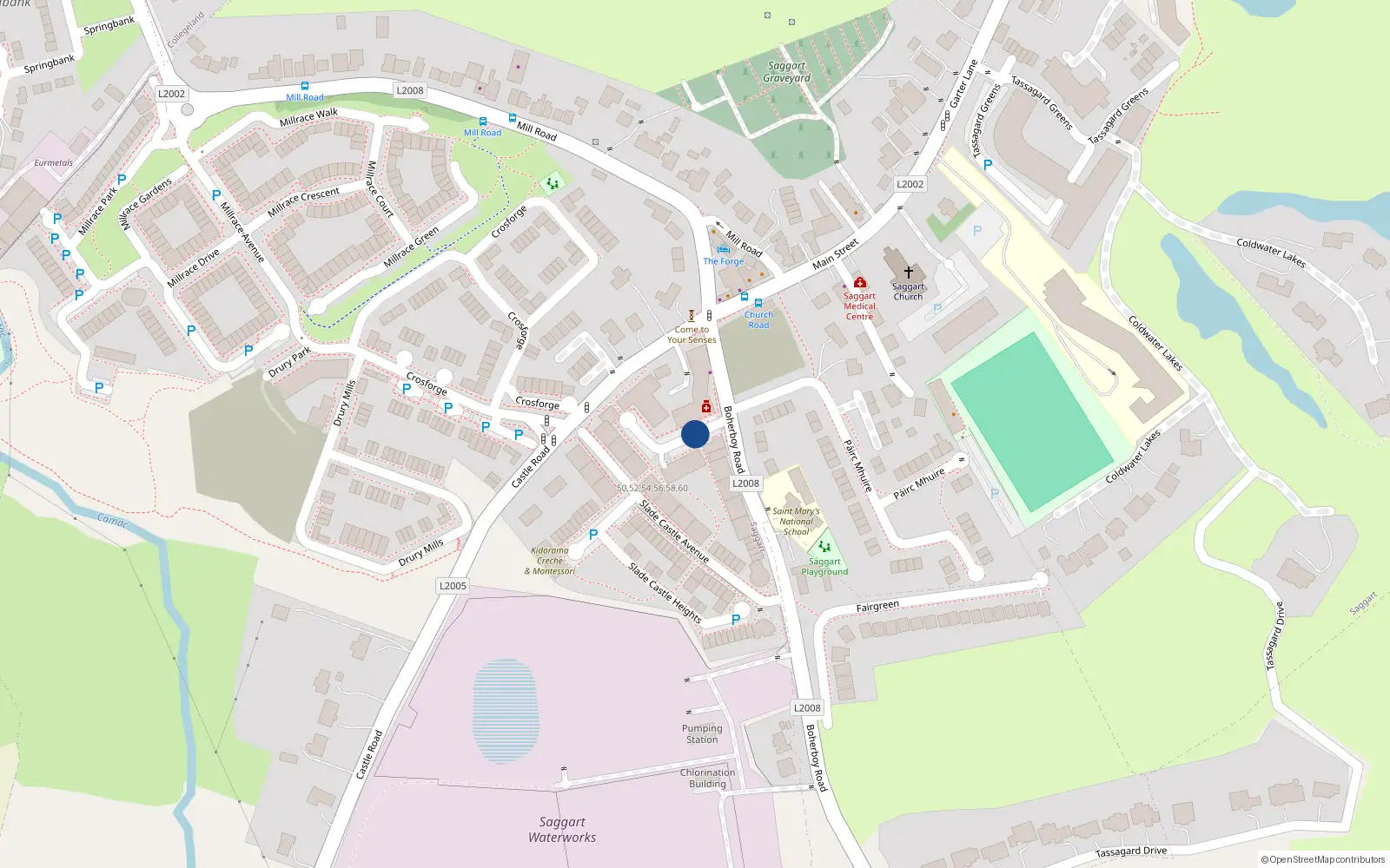Overhead map showing the location of Apt 28, 28 Slade Castle Court, Saggart