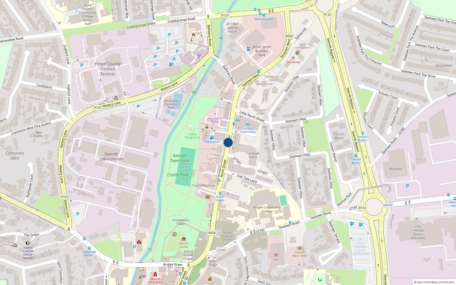 Overhead map showing the location of Apt 29 and Car Park Space 6, 55 North Street, Swords