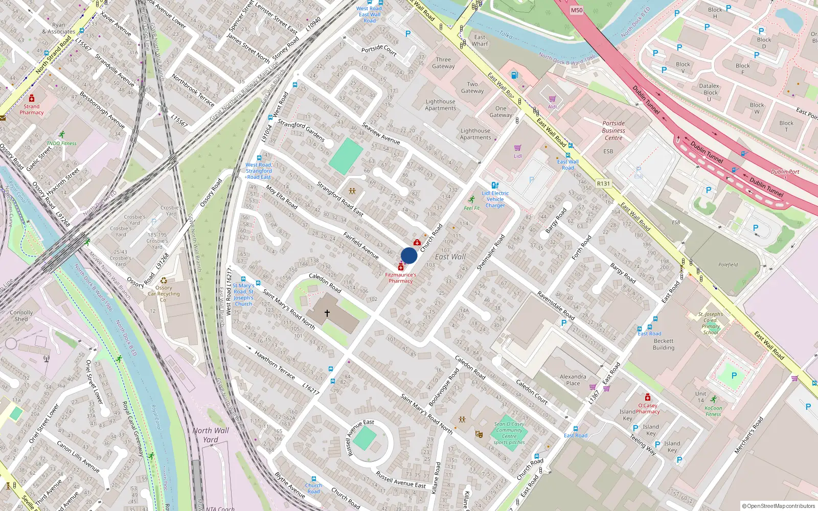 Overhead map showing the location of Apt 3, 147 Church Road, Dublin 3