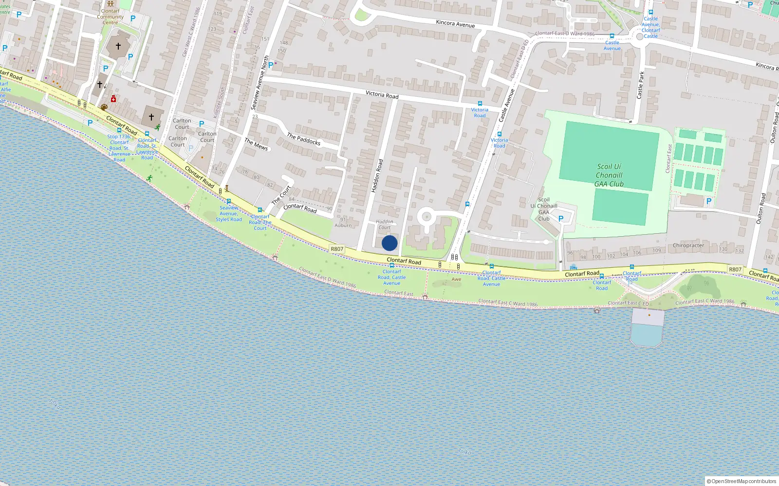 Overhead map showing the location of Apt 3 1st Floor, Haddon Road, Dublin 3