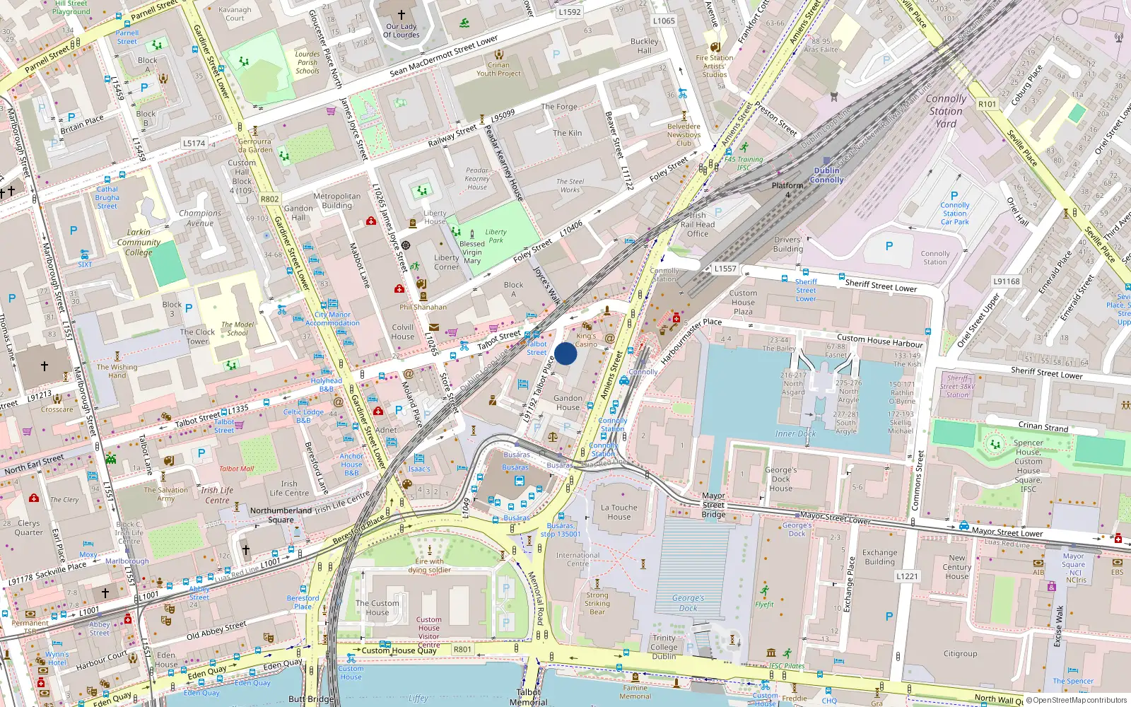 Overhead map showing the location of Apt 3, 3A Talbot Place, Dublin 1