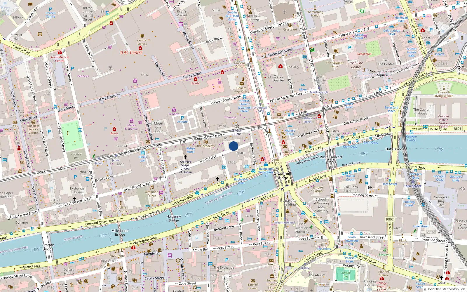 Overhead map showing the location of Apt 3, 37 North Lotts, Dublin 1
