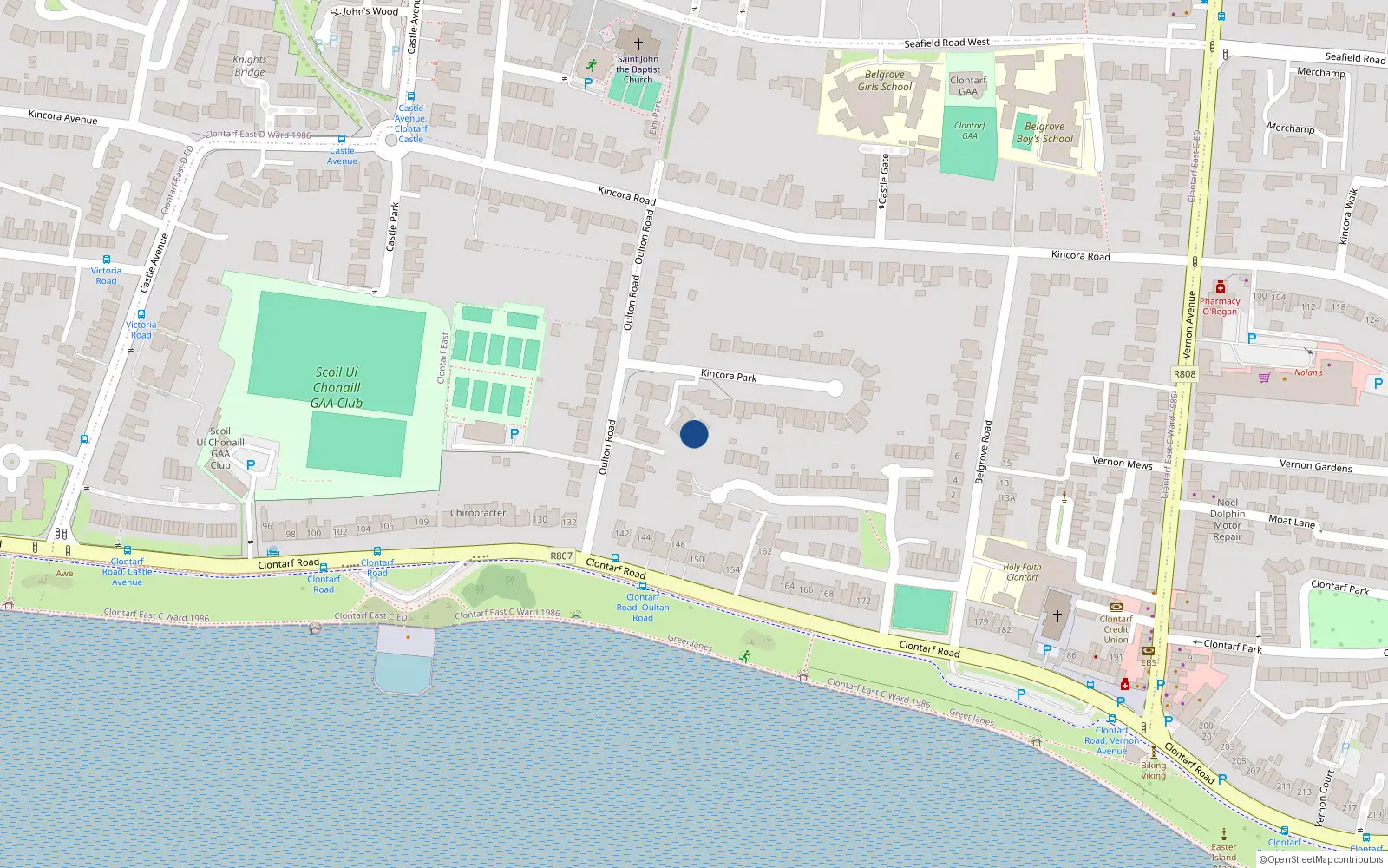 Overhead map showing the location of Apt 3 Beechfield House, Oulton Road, Clontarf