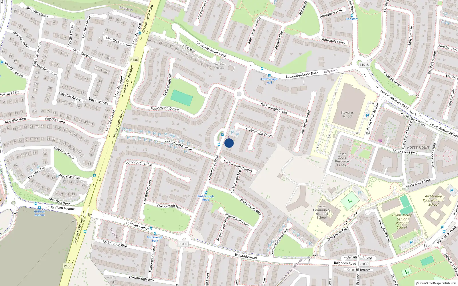 Overhead map showing the location of Apt 3, Foxborough Road, Lucan