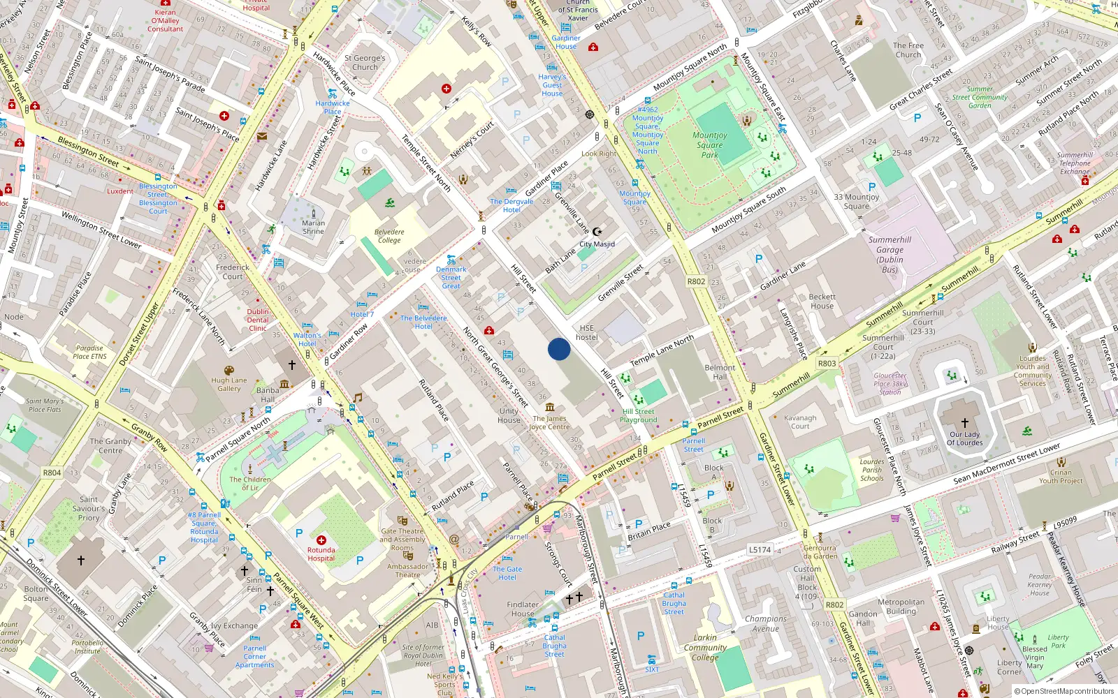 Overhead map showing the location of Apt 3, Headfort Court, 36/37 Hill Street, Dublin 1