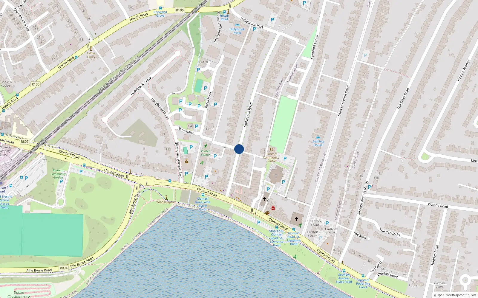Overhead map showing the location of Apt 3, Hollybrook Court Drive, Brook Road Clontarf Dublin 3