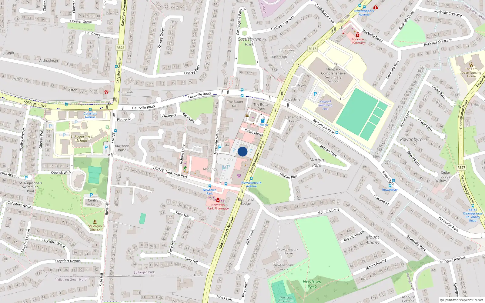 Overhead map showing the location of Apt 3 Newpark Centre, 5 Newtownpark Avenue, Blackrock