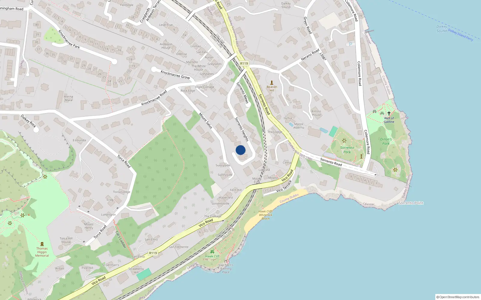 Overhead map showing the location of Apt 3 Sorrento Heights, Sorrento Road, Dalkey