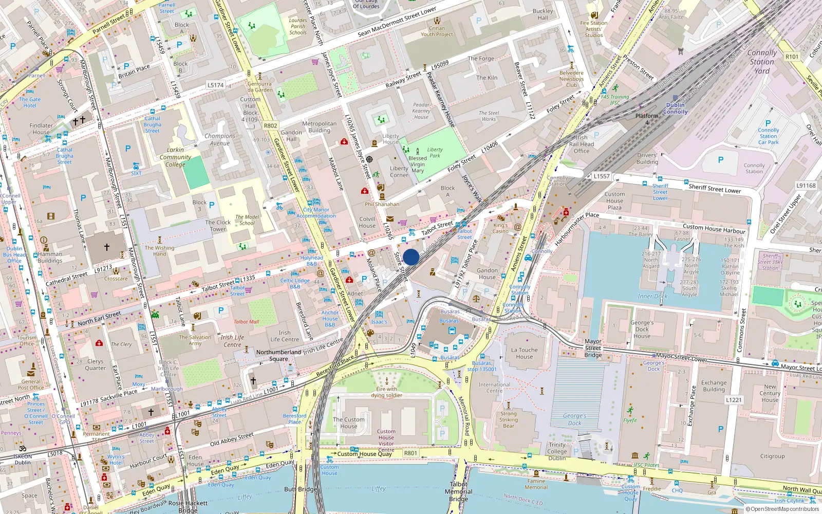 Overhead map showing the location of Apt 3, Spencer House, Talbot St Dublin 1