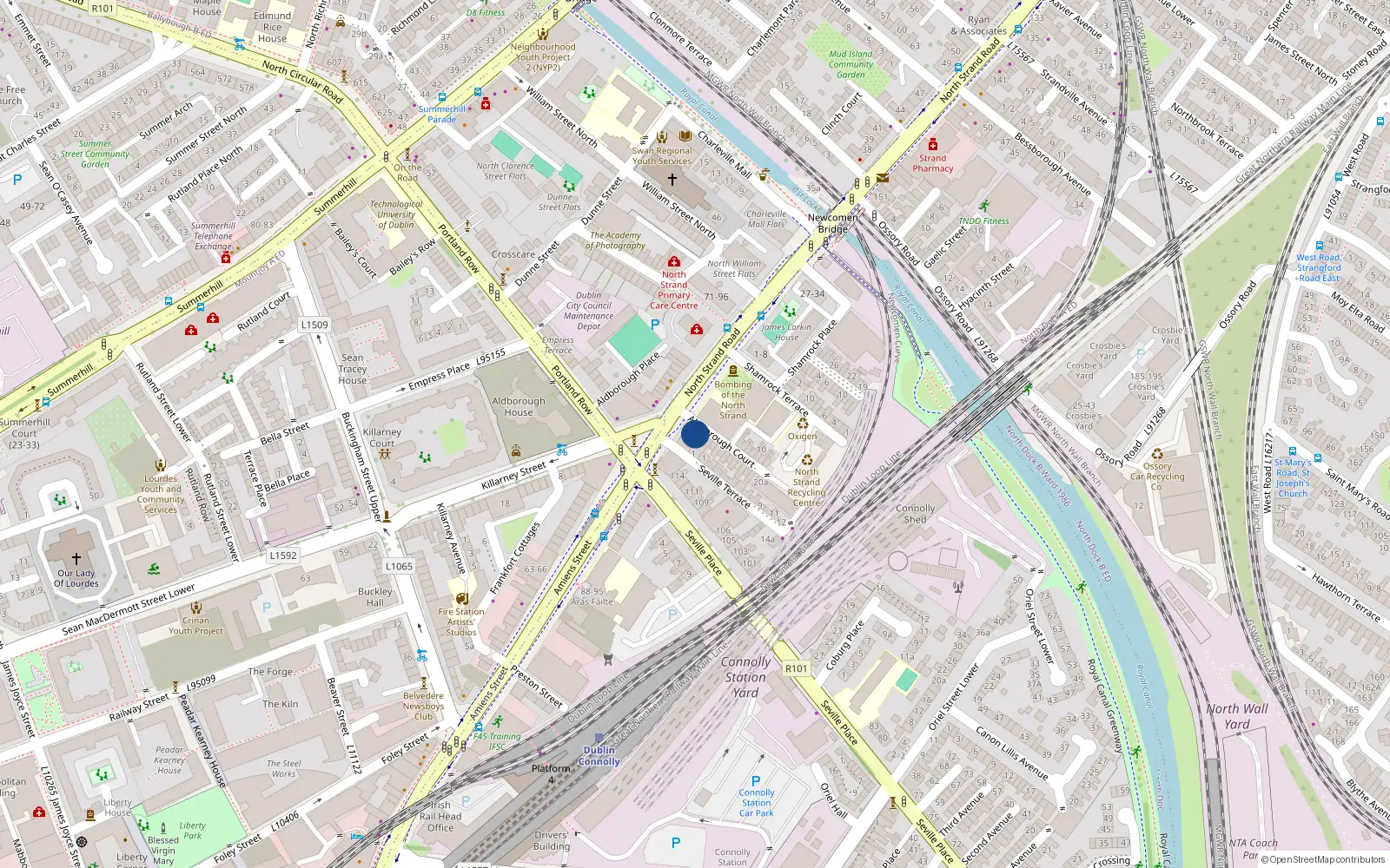 Overhead map showing the location of Apt 3, Strand House, 172 North Strand Road