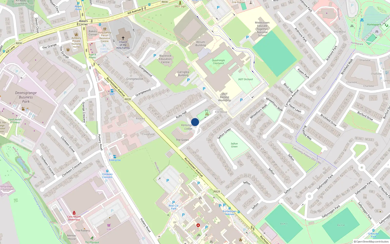 Overhead map showing the location of Apt 30 the Green, Rochestown Avenue, Dun Laoghaire