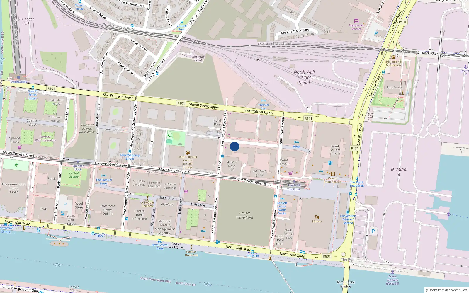 Overhead map showing the location of Apt 307 Block E, 307 Castleforbes Square, Dublin 1