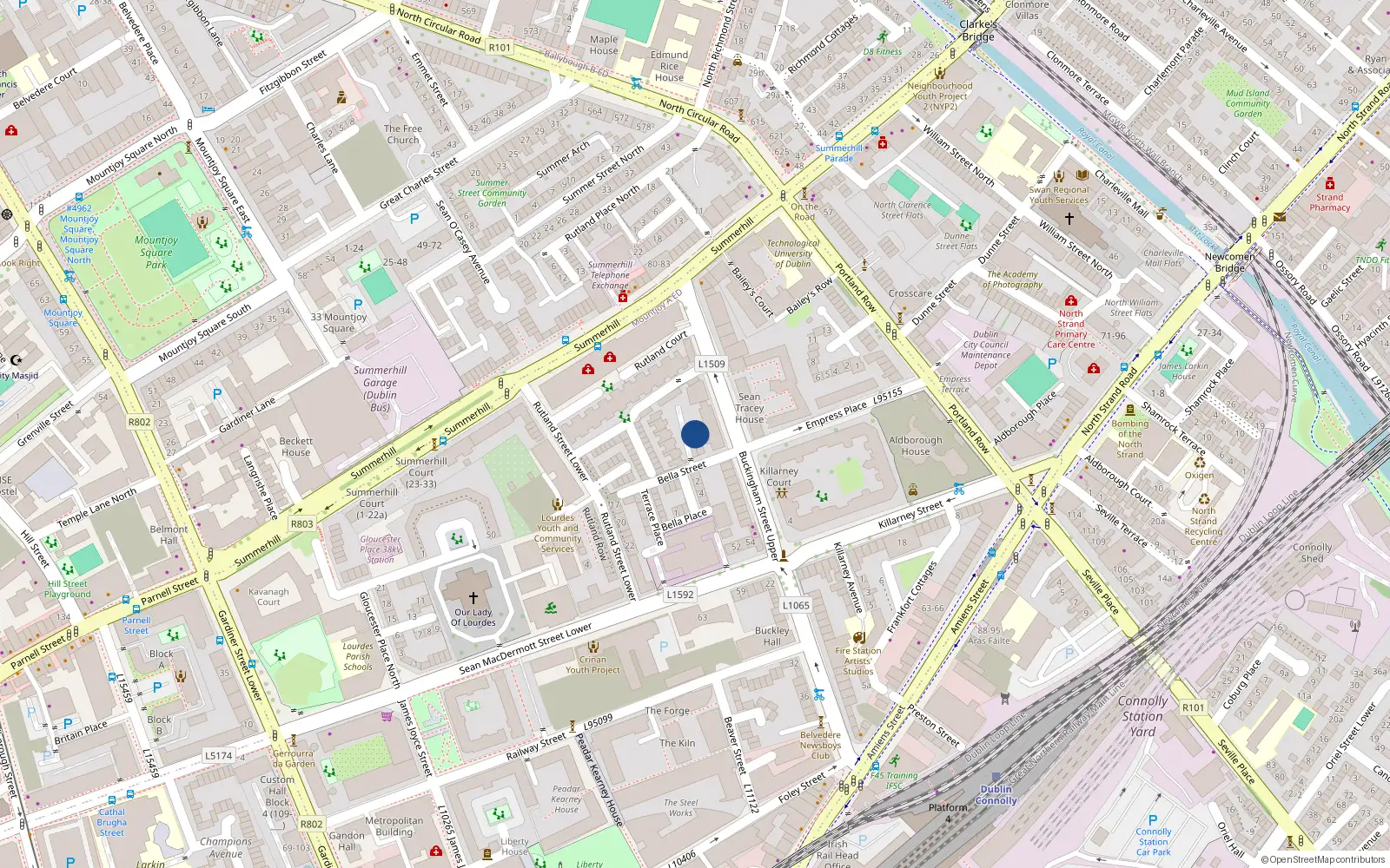 Overhead map showing the location of Apt 32 Buckingham Village, Dublin 1, Dublin
