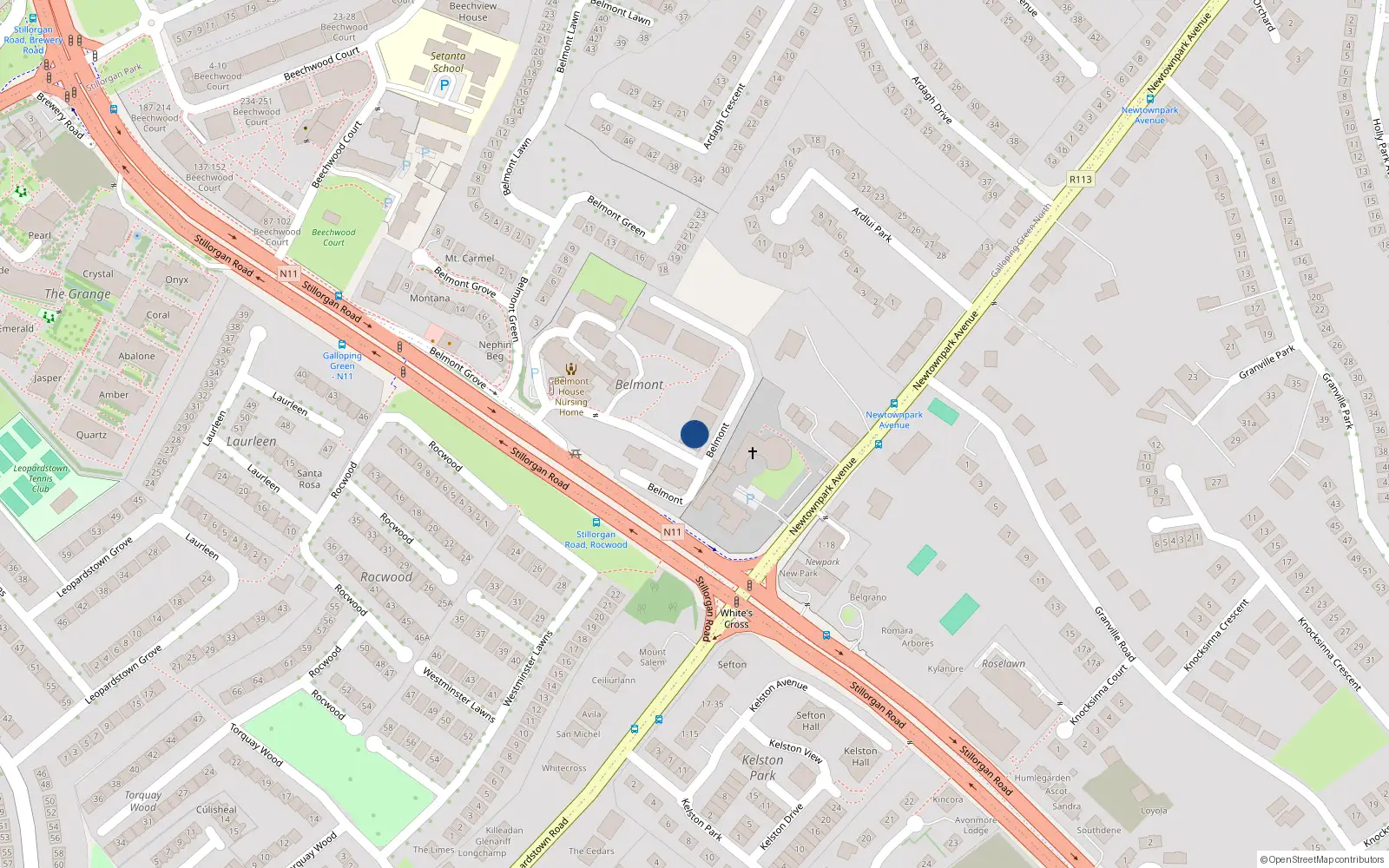 Overhead map showing the location of Apt 321, Galloping Green, Stillorgan