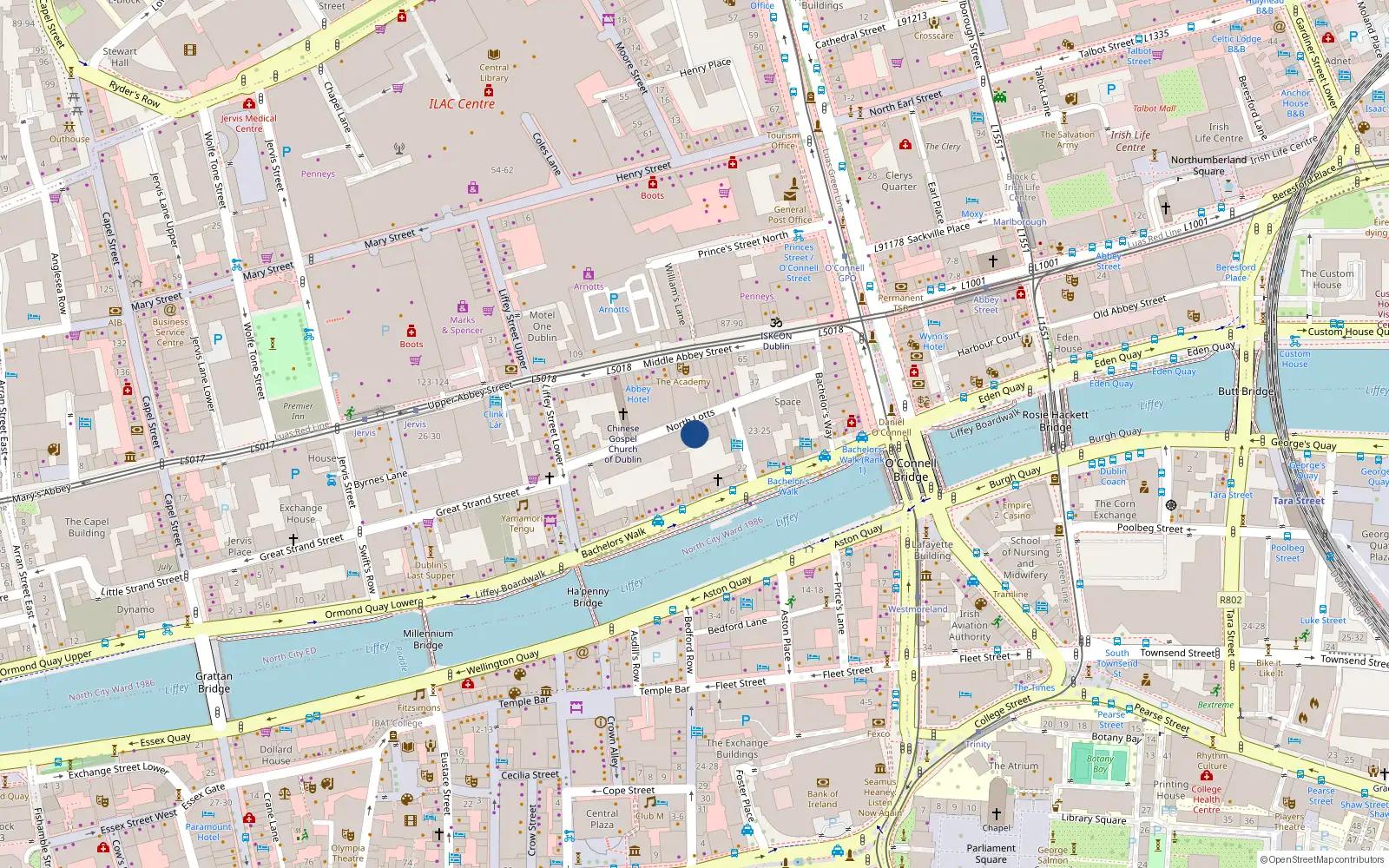Overhead map showing the location of Apt 336, Bachelors Walk, Dublin 1