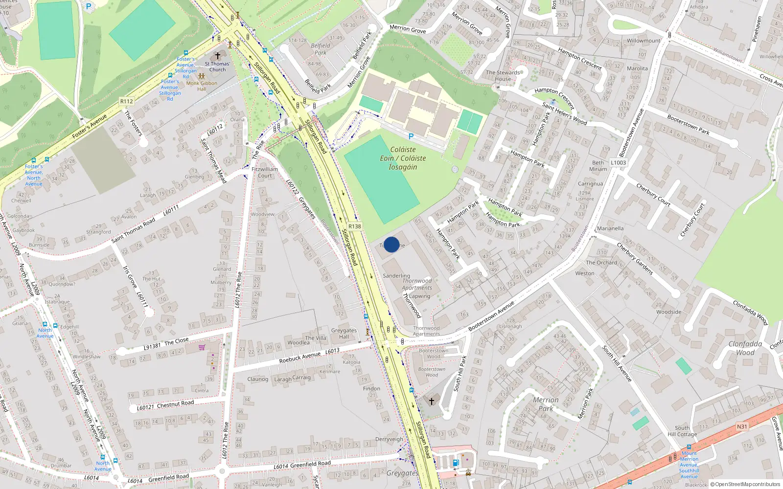 Overhead map showing the location of Apt 34 the Turnstone Thornwood, Booterstown Avenue, Blackrock