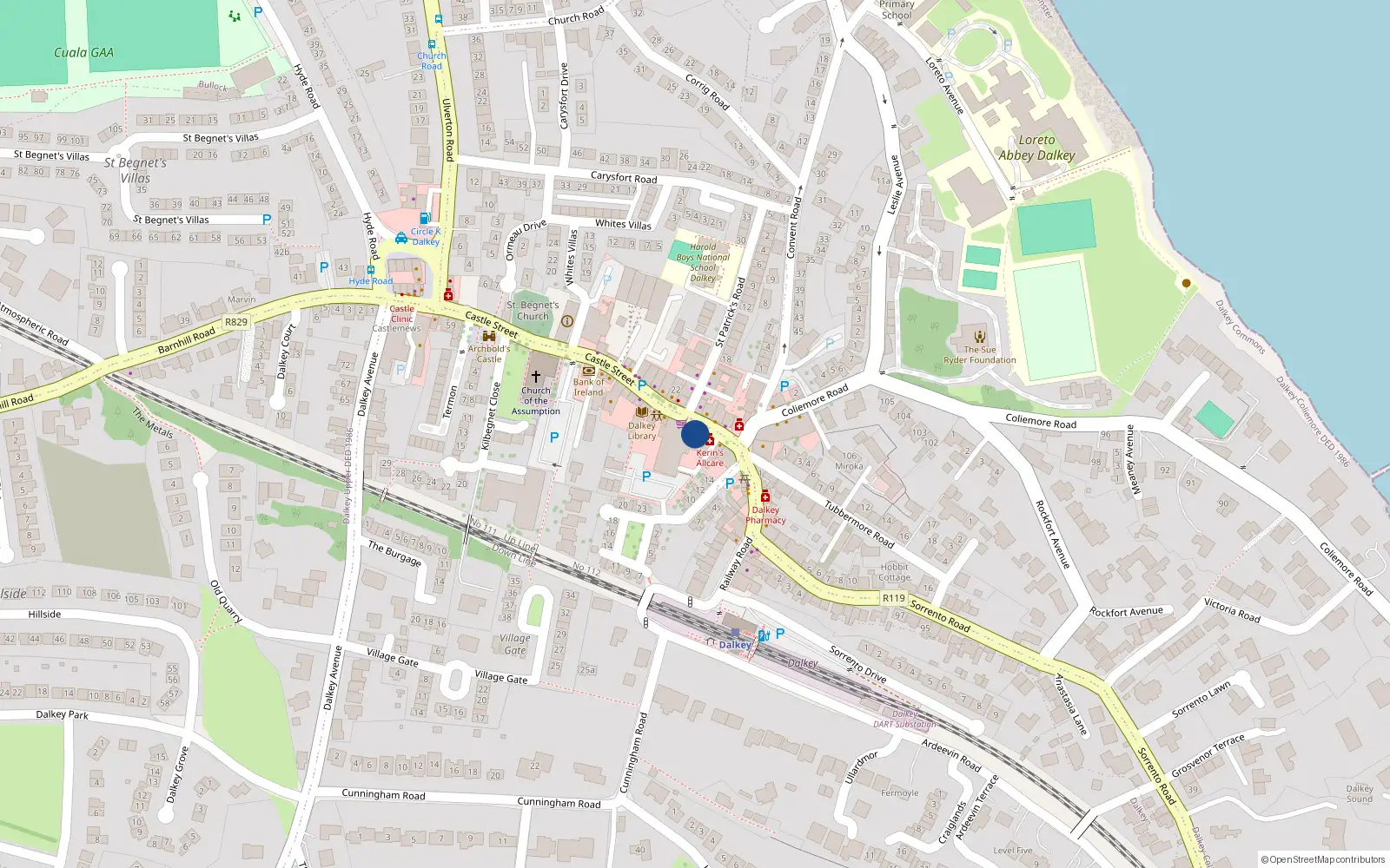 Overhead map showing the location of Apt 35, 35 Castle Street, Dalkey