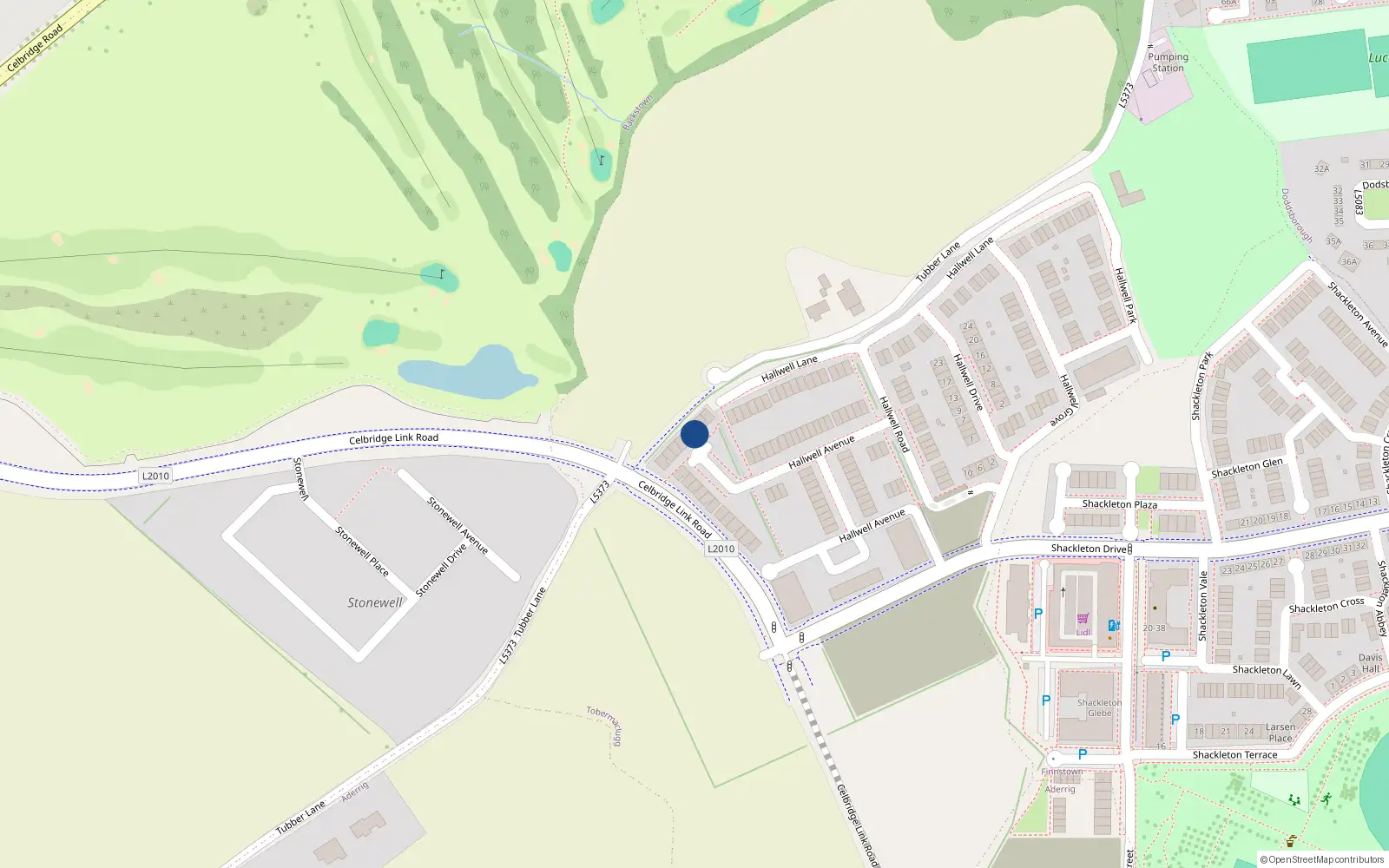 Overhead map showing the location of Apt. 35 Hallwell Green, Hallwell, Adamstown