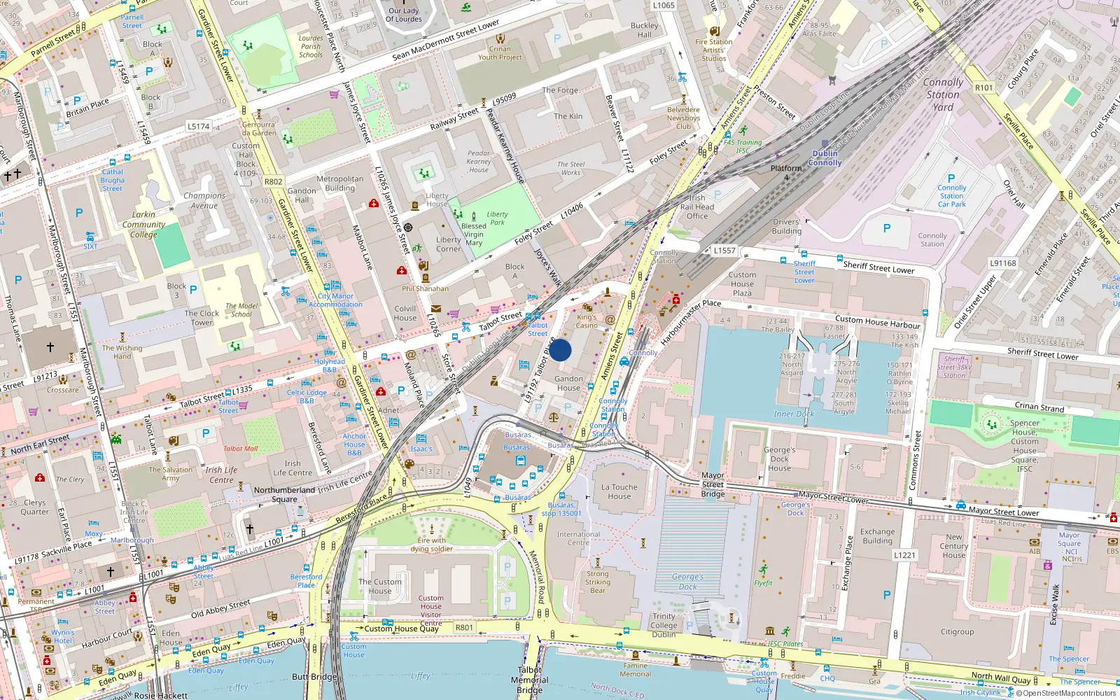 Overhead map showing the location of Apt 37, Amiens Square, Amiens St Dublin 1