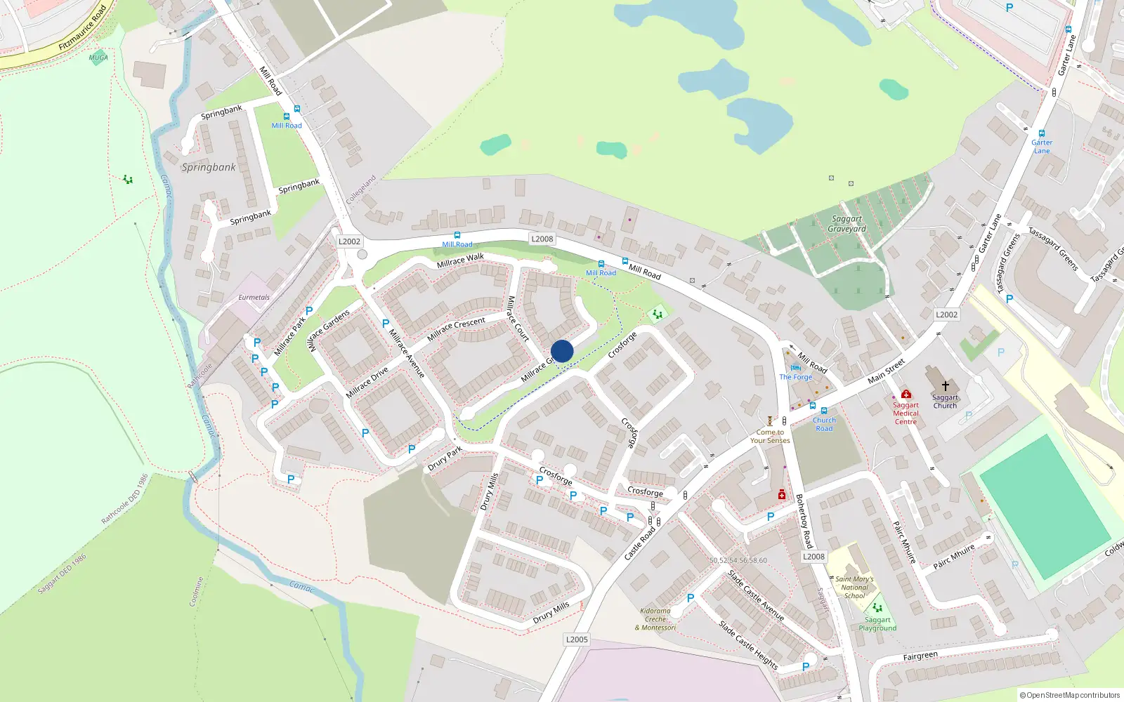 Overhead map showing the location of Apt 37 Millrace Green, Saggart, 37 Millrace Green, Saggart