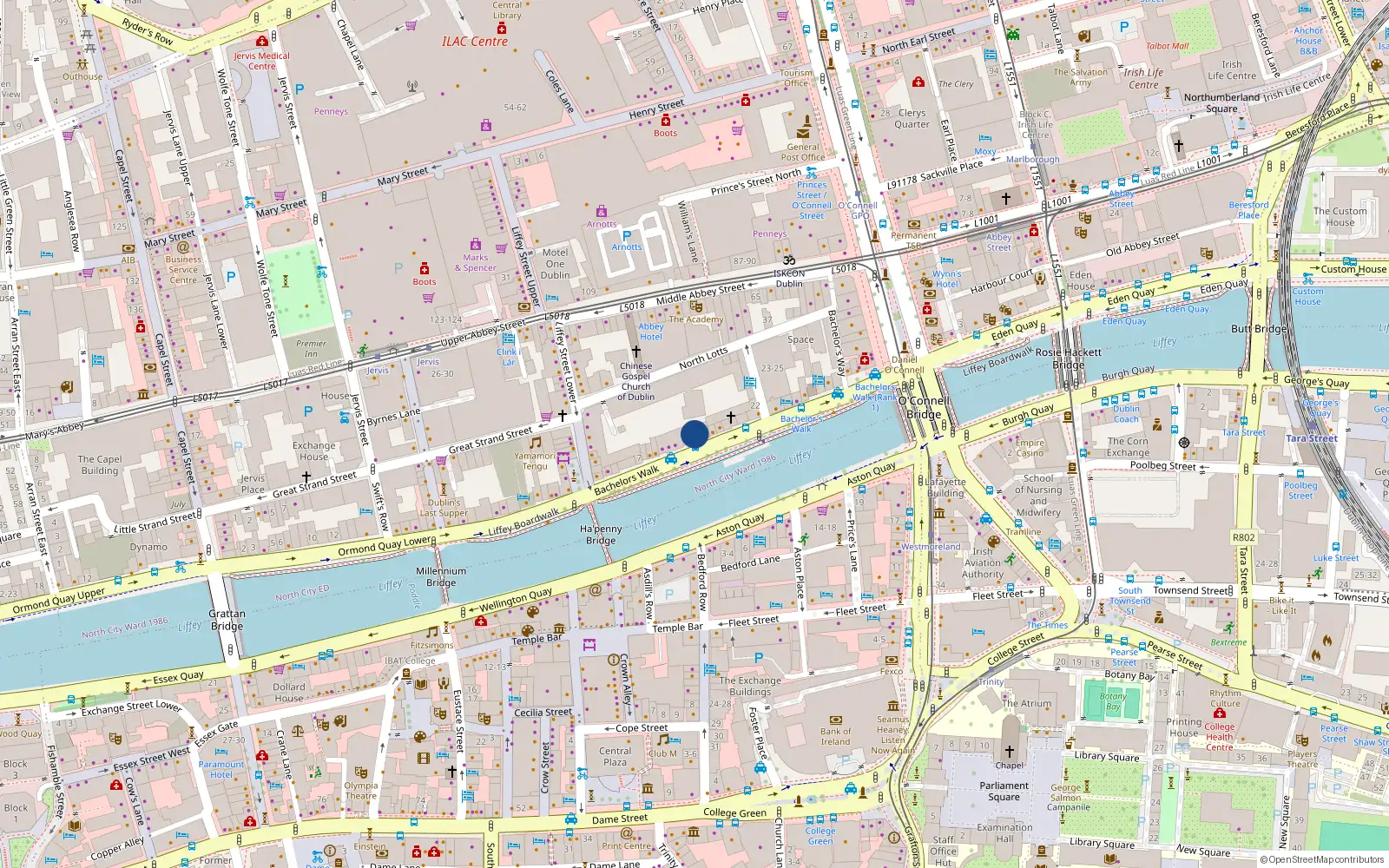 Overhead map showing the location of Apt 374, 13 Bachelors Walk Apts, Dublin 1
