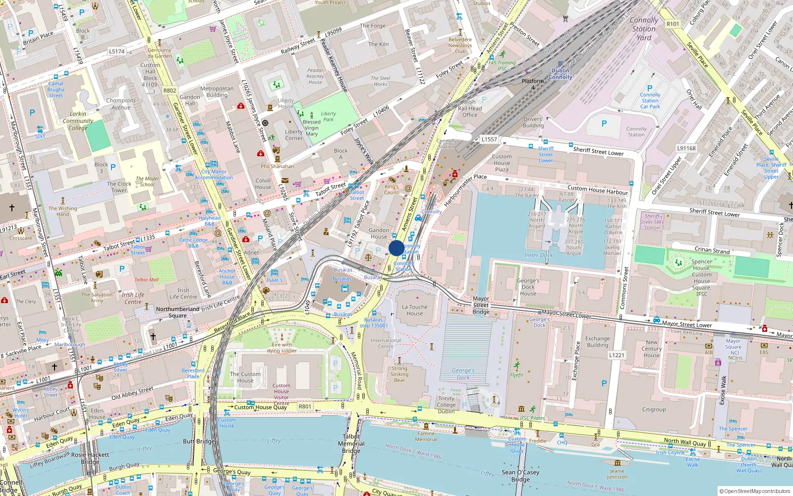 Overhead map showing the location of Apt 38 Amiens Square, 38 Amiens Street, Dublin 1