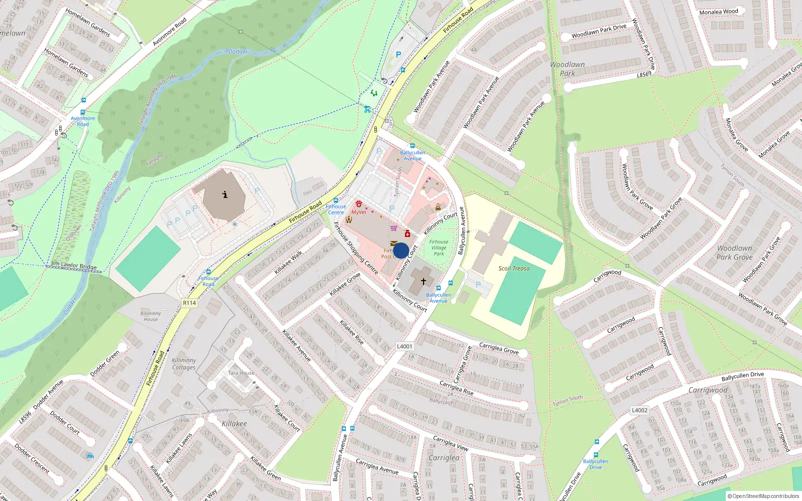 Overhead map showing the location of Apt. 38, Killininny Court, Firhouse