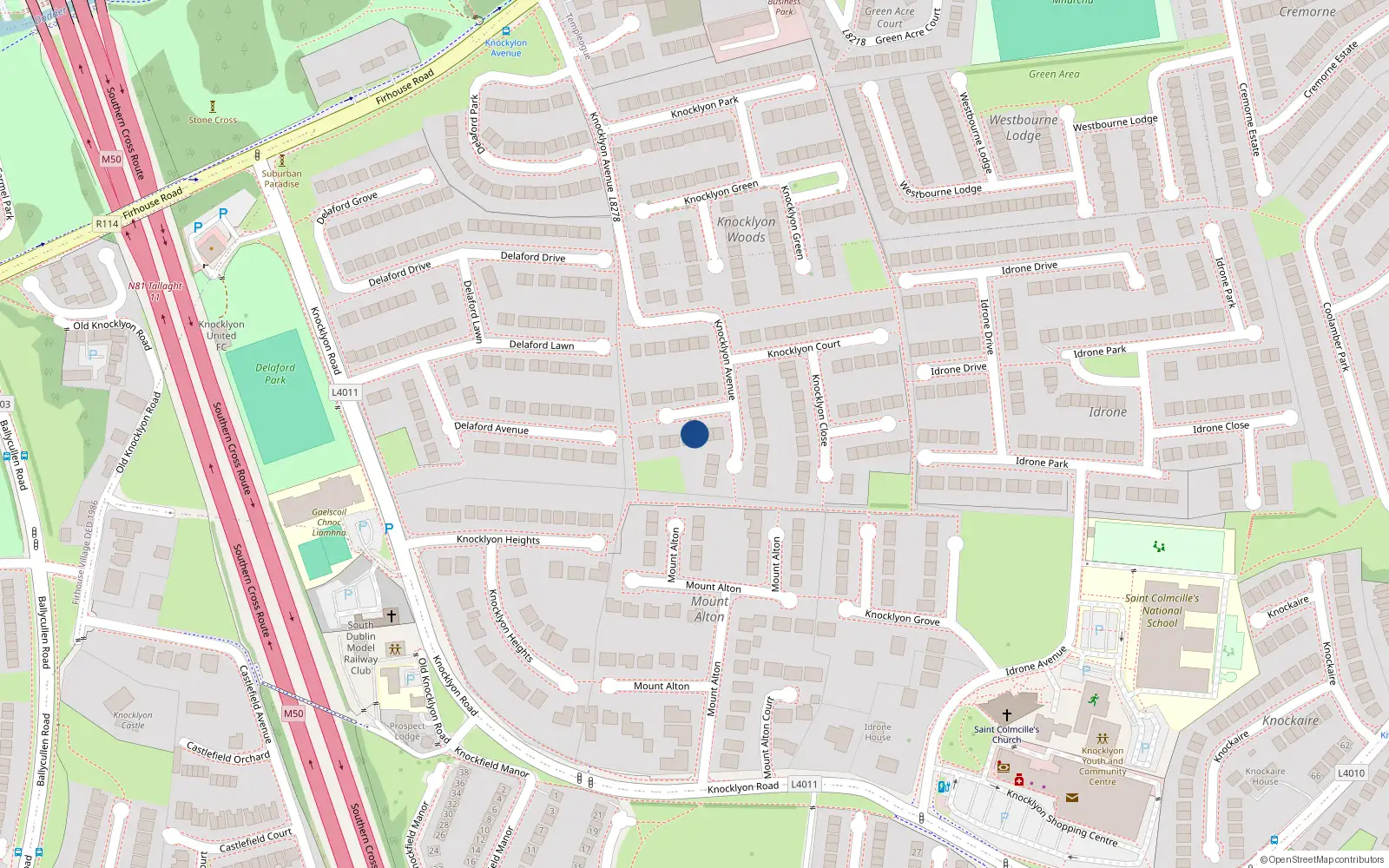 Overhead map showing the location of Apt 38, 38 Knocklyon Avenue, Dublin 16