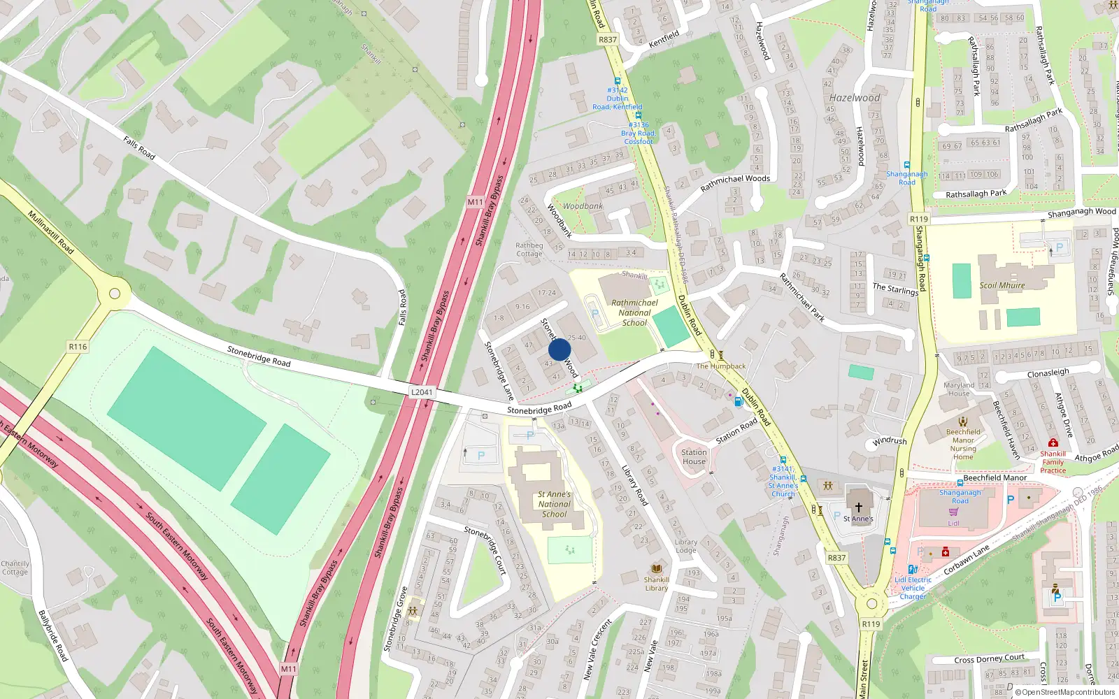 Overhead map showing the location of Apt 38 Stonebridge Wood, 38 Stonebridge Wood, Shankill