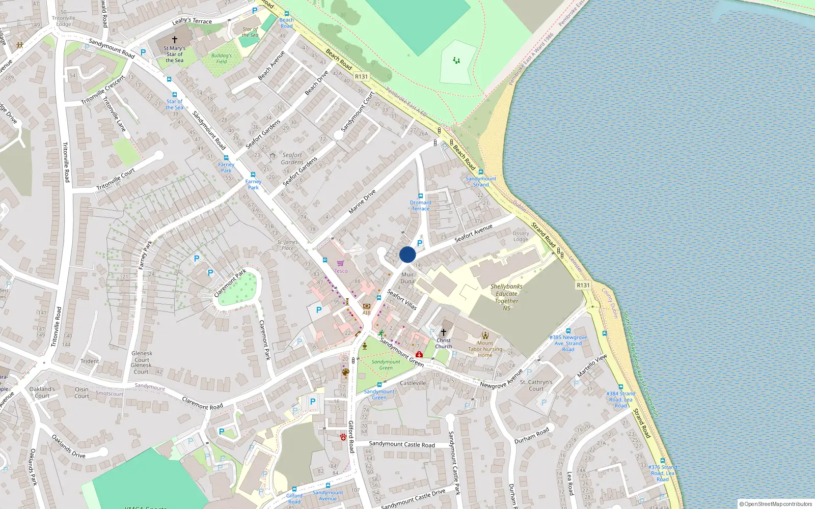Overhead map showing the location of Apt 4, 10 Seafront Terrace, Sandymount