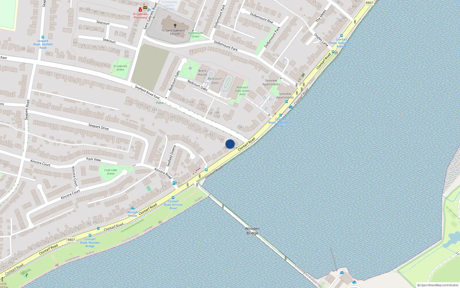 Overhead map showing the location of Apt 4, 187 Seafield Road East, Clontarf Dublin 3