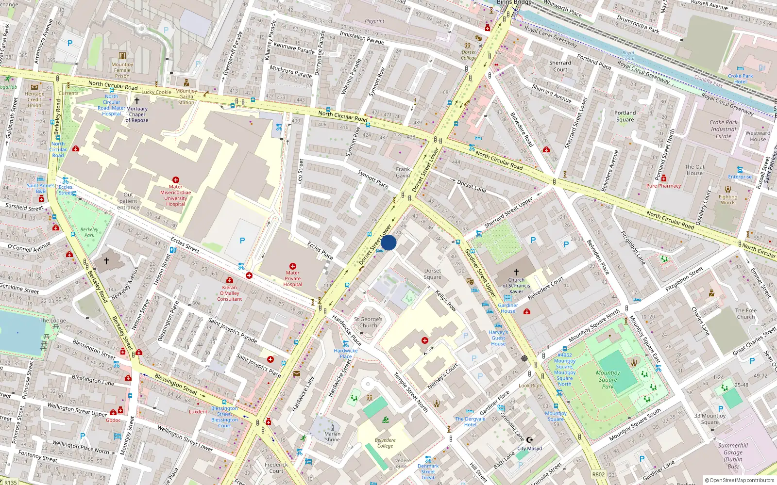 Overhead map showing the location of Apt 4, 21/22 Dorset Street Lower, Dublin 1
