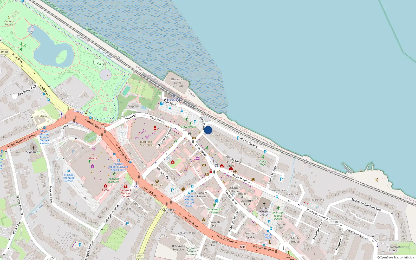 Overhead map showing the location of Apt 4, 27 Idrone Terrace, Blackrock